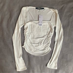 Silence and noise square neck ruched top